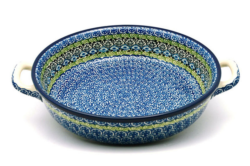 Ceramika Artystyczna Polish Pottery Baker - Round with Handles - Large - Tranquility 420-1858a (Ceramika Artystyczna)