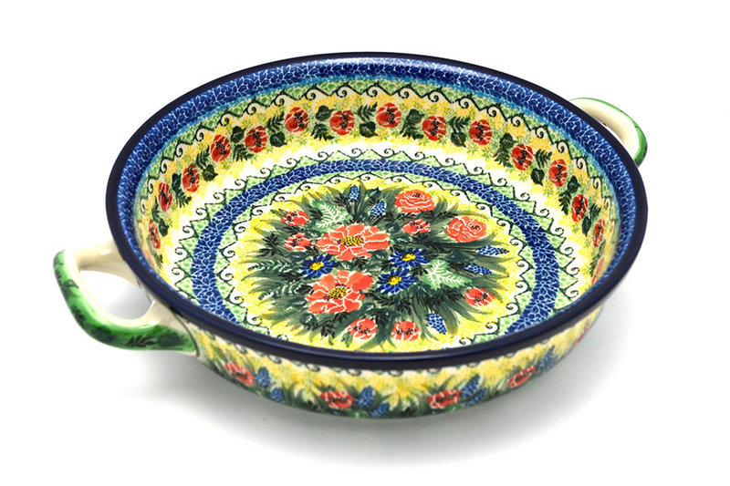 Ceramika Artystyczna Polish Pottery Baker - Round with Handles - Large - Unikat Signature U4610 420-U4610 (Ceramika Artystyczna)
