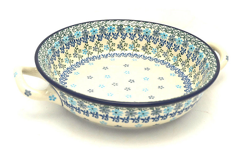 Ceramika Artystyczna Polish Pottery Baker - Round with Handles - Medium - Blue Dazzle 419-2250a (Ceramika Artystyczna)