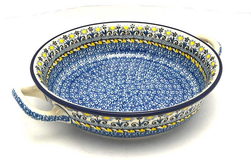 Ceramika Artystyczna Polish Pottery Baker - Round with Handles - Medium - Daisy Maize 419-2178a (Ceramika Artystyczna)