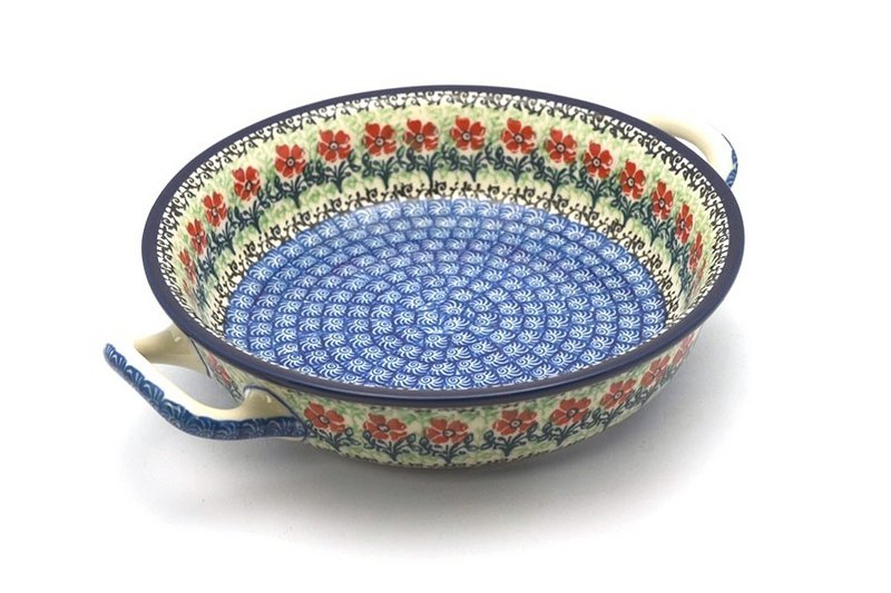 Polish Pottery Baker - Round with Handles - Medium - Maraschino