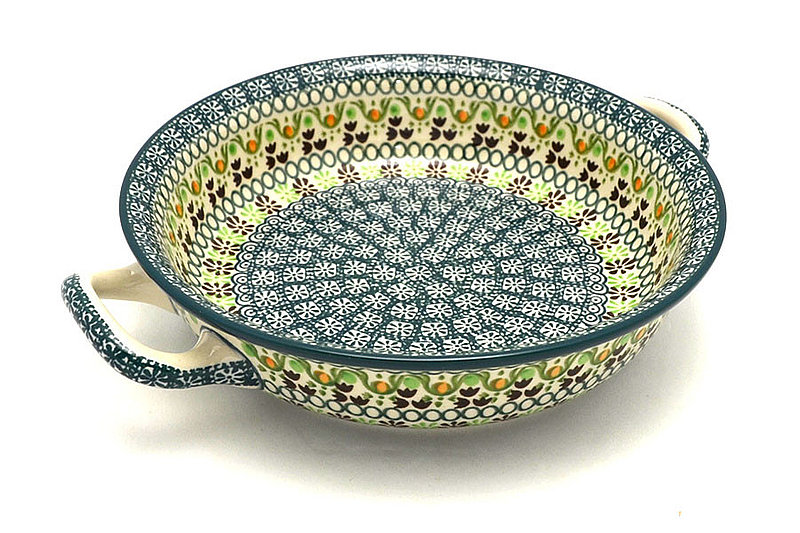 Ceramika Artystyczna Polish Pottery Baker - Round with Handles - Medium - Mint Chip 419-2195q (Ceramika Artystyczna)