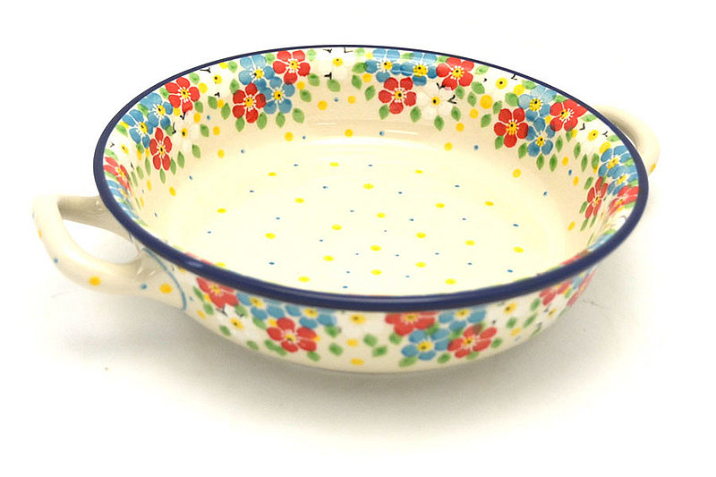Ceramika Artystyczna Polish Pottery Baker - Round with Handles - Medium - Summer Blossom 419-2413a (Ceramika Artystyczna)