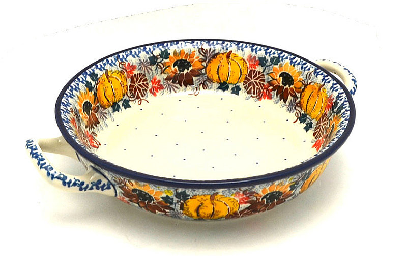 Ceramika Artystyczna Polish Pottery Baker - Round with Handles - Medium - Unikat Signature - U4741 419-U4741 (Ceramika Artystyczna)