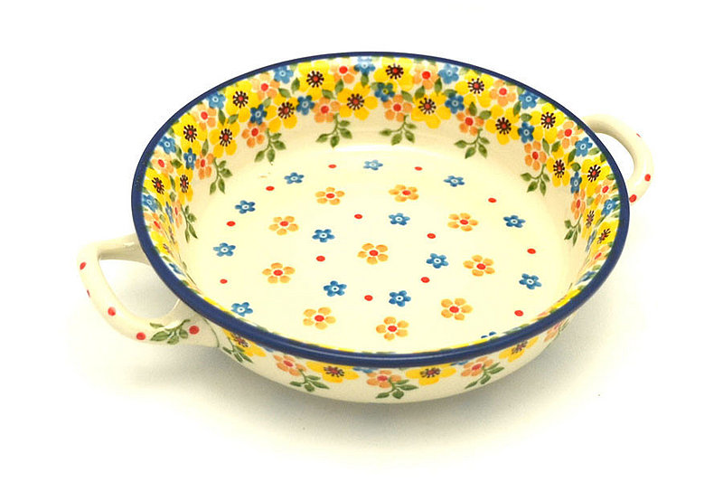 Ceramika Artystyczna Polish Pottery Baker - Round with Handles - Single Serve - Buttercup C40-2225a (Ceramika Artystyczna)