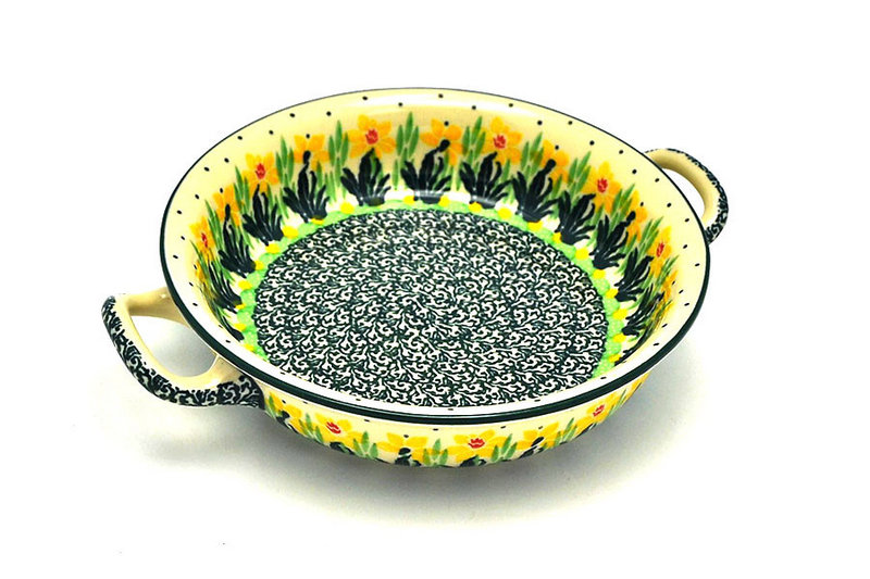 Ceramika Artystyczna Polish Pottery Baker - Round with Handles - Single Serve - Daffodil C40-2122q (Ceramika Artystyczna)