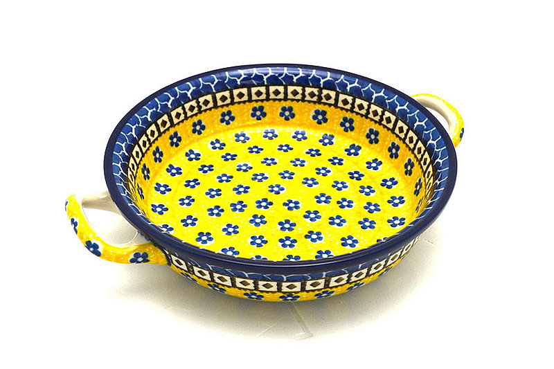Ceramika Artystyczna Polish Pottery Baker - Round with Handles - Single Serve - Sunburst C40-859a (Ceramika Artystyczna)