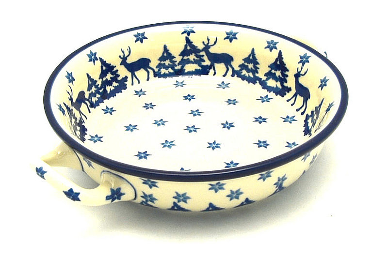 Ceramika Artystyczna Polish Pottery Baker - Round with Handles - Single Serve - Winter Forest C40-1931a (Ceramika Artystyczna)