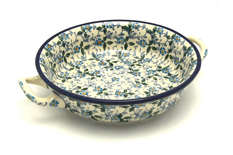 Ceramika Artystyczna Polish Pottery Baker - Round with Handles - Small - Forget-Me-Knot C40-2089a (Ceramika Artystyczna)