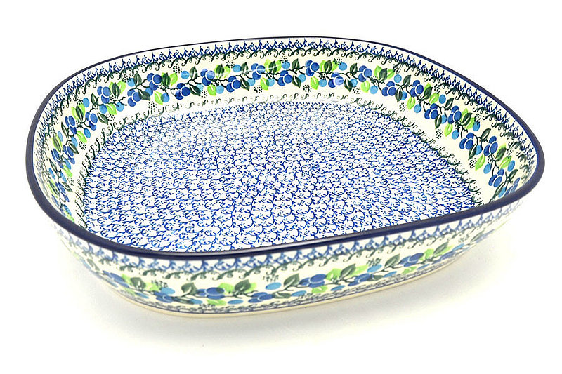 Ceramika Artystyczna Polish Pottery Baker - Rounded Rectangular - Blue Berries 157-1416a (Ceramika Artystyczna)
