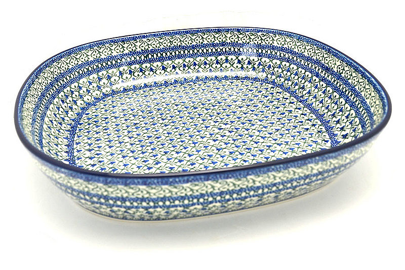 Ceramika Artystyczna Polish Pottery Baker - Rounded Rectangular - Tulip Trellis 157-0585a (Ceramika Artystyczna)