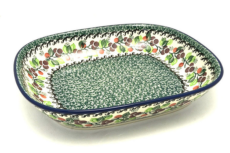 Ceramika Artystyczna Polish Pottery Baker - Shallow Rectangular - Medium - Burgundy Berry Green 158-1415a (Ceramika Artystyczna)
