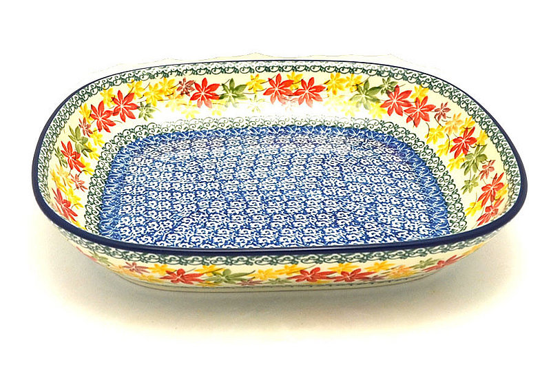 Ceramika Artystyczna Polish Pottery Baker - Shallow Rectangular - Medium - Maple Harvest 158-2533a (Ceramika Artystyczna)