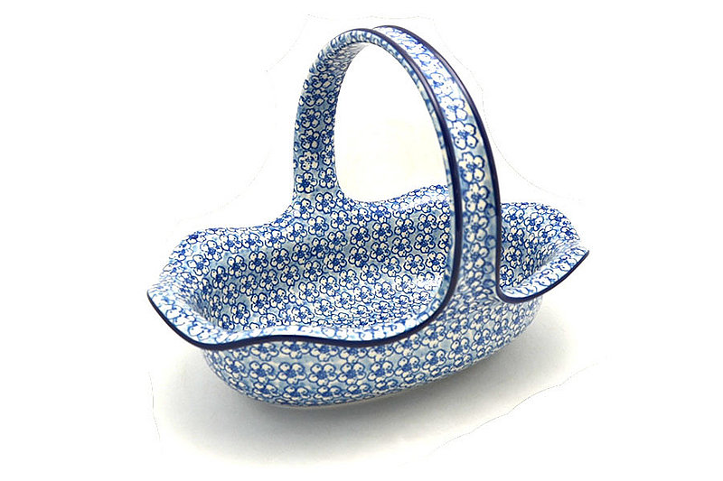 Ceramika Artystyczna Polish Pottery Basket - Large Oval - Daisy Flurry 876-2176a (Ceramika Artystyczna)