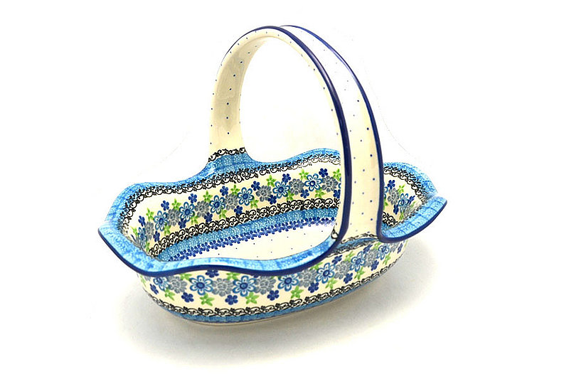 Ceramika Artystyczna Polish Pottery Basket - Large Oval - Flower Works 876-2633a (Ceramika Artystyczna)