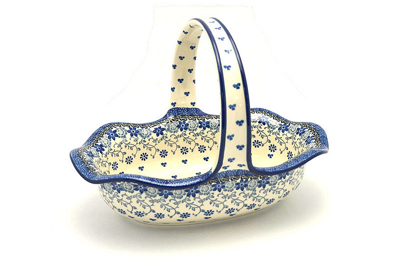 Ceramika Artystyczna Polish Pottery Basket - Large Oval - Silver Lace 876-2158a (Ceramika Artystyczna)