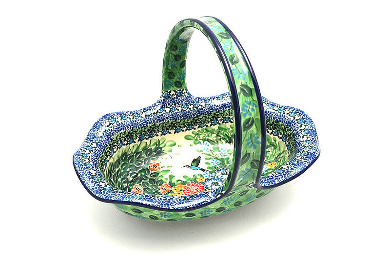Ceramika Artystyczna Polish Pottery Basket - Large Oval - Unikat Signature - U3271 876-U3271 (Ceramika Artystyczna)