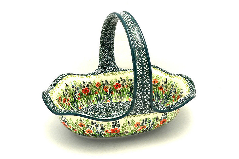 Ceramika Artystyczna Polish Pottery Basket - Large Oval - Unikat Signature - U4335 876-U4335 (Ceramika Artystyczna)
