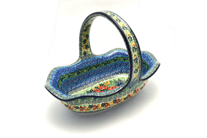 Ceramika Artystyczna Polish Pottery Basket - Large Oval - Unikat Signature - U4400 876-U4400 (Ceramika Artystyczna)