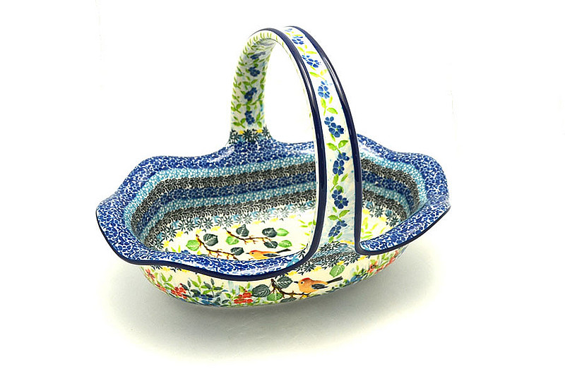Ceramika Artystyczna Polish Pottery Basket - Large Oval - Unikat Signature - U5098 876-U5098 (Ceramika Artystyczna)