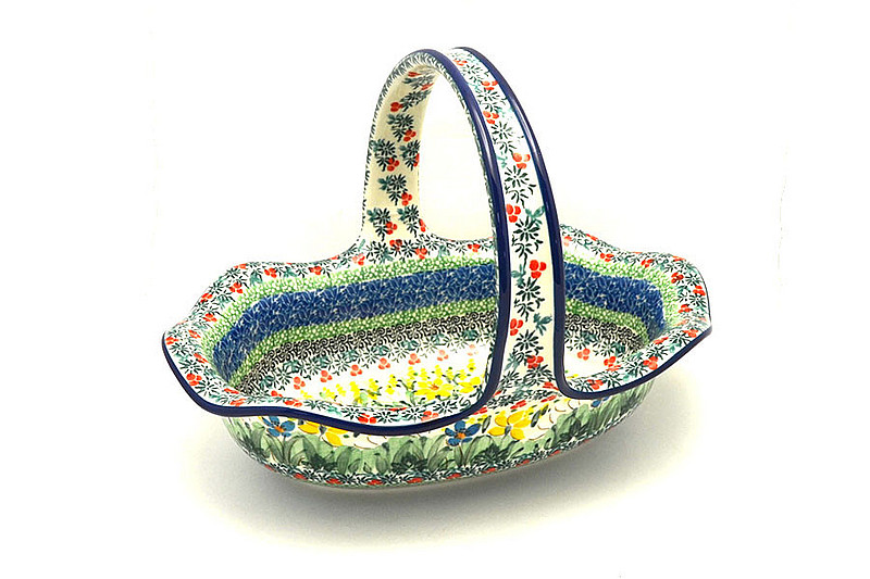 Ceramika Artystyczna Polish Pottery Basket - Large Oval - Unikat Signature - U5131 876-U5131 (Ceramika Artystyczna)