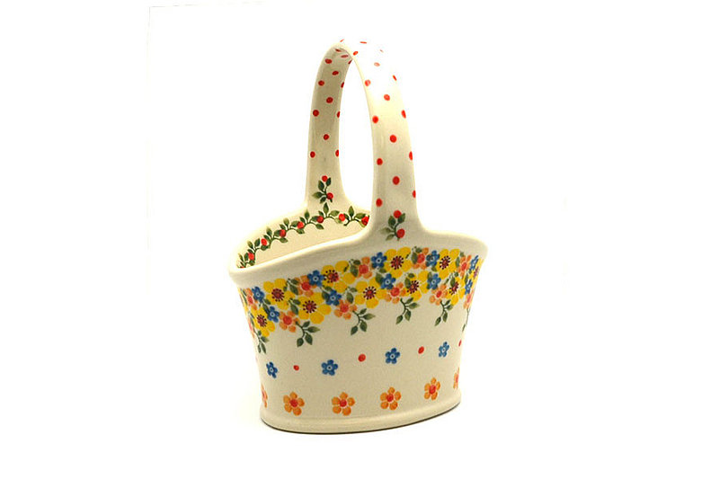 Ceramika Artystyczna Polish Pottery Basket - Small Hand - Buttercup A30-2225a (Ceramika Artystyczna)