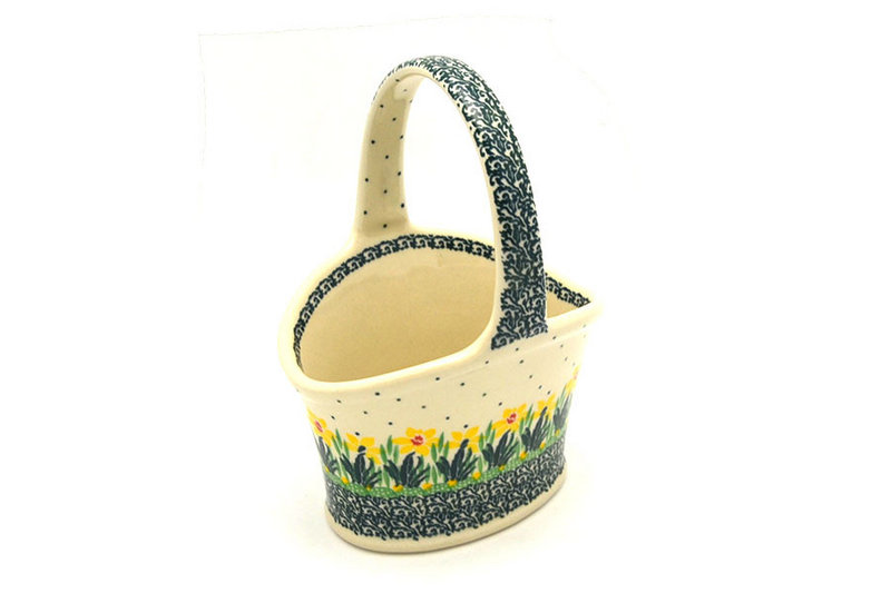 Polish Pottery Basket - Small Hand - Daffodil