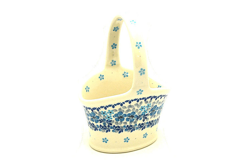 Ceramika Artystyczna Polish Pottery Basket - Small Hand - Flax Flower A30-2642a (Ceramika Artystyczna)
