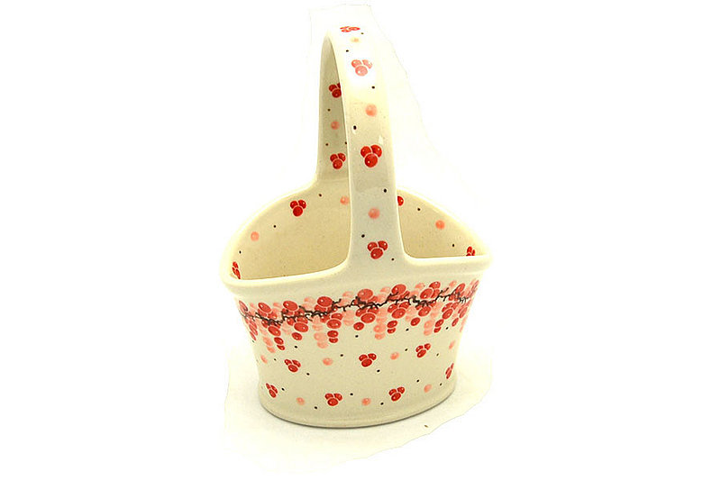 Ceramika Artystyczna Polish Pottery Basket - Small Hand - Pink Peppercorn A30-2387a (Ceramika Artystyczna)