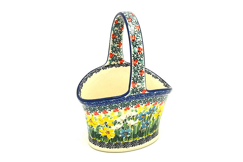 Ceramika Artystyczna Polish Pottery Basket - Small Hand - Unikat Signature - U5131 A30-U5131 (Ceramika Artystyczna)