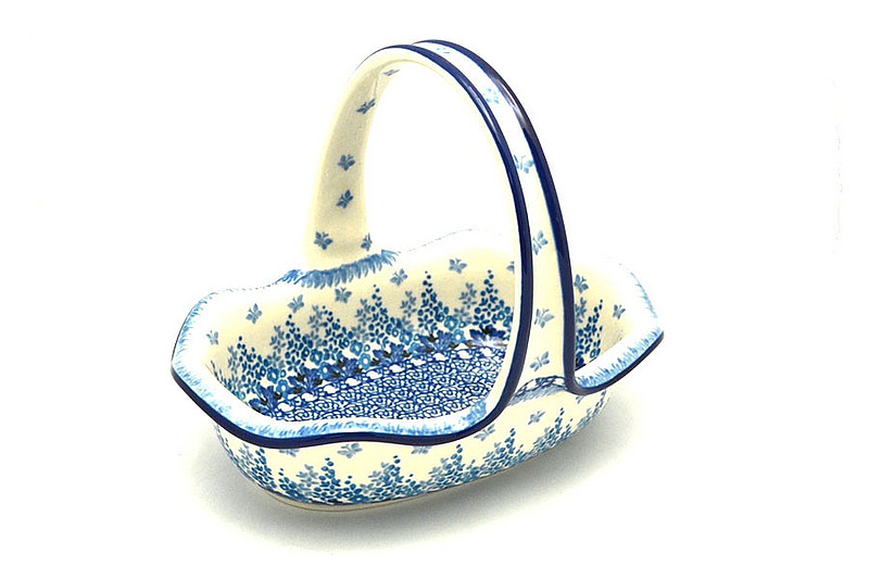 Ceramika Artystyczna Polish Pottery Basket -Small Oval - Blue Sage A21-3277a (Ceramika Artystyczna)