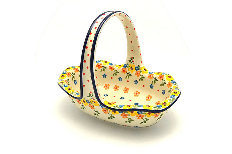 Ceramika Artystyczna Polish Pottery Basket -Small Oval - Buttercup A21-2225a (Ceramika Artystyczna)
