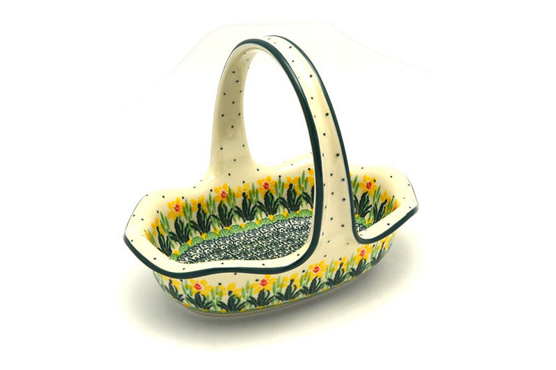 Ceramika Artystyczna Polish Pottery Basket -Small Oval - Daffodil A21-2122q (Ceramika Artystyczna)