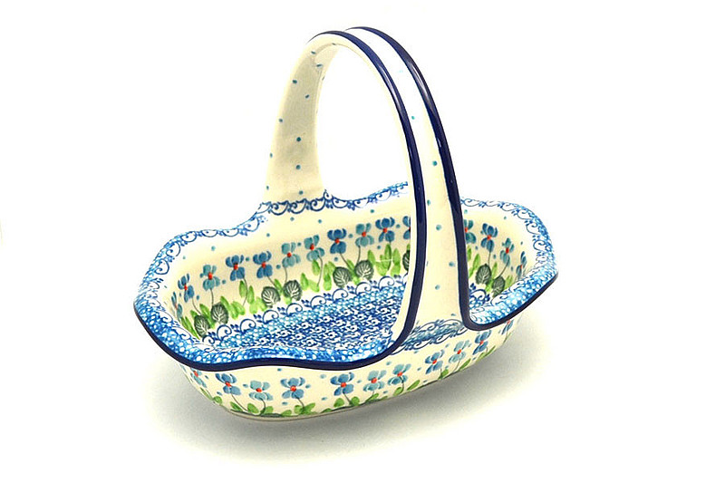 Ceramika Artystyczna Polish Pottery Basket -Small Oval - Dutch Iris A21-2668a (Ceramika Artystyczna)