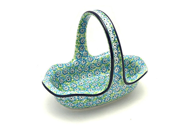 Ceramika Artystyczna Polish Pottery Basket -Small Oval - Key Lime A21-2252a (Ceramika Artystyczna)