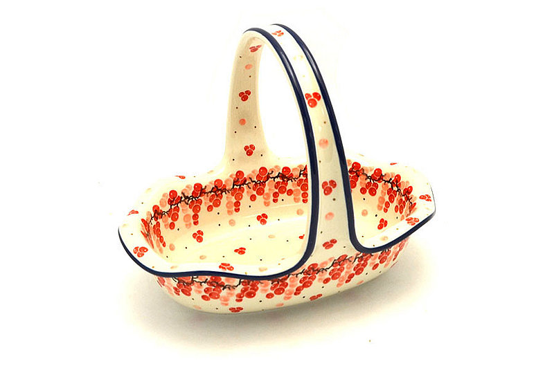 Ceramika Artystyczna Polish Pottery Basket -Small Oval - Pink Peppercorn A21-2387a (Ceramika Artystyczna)