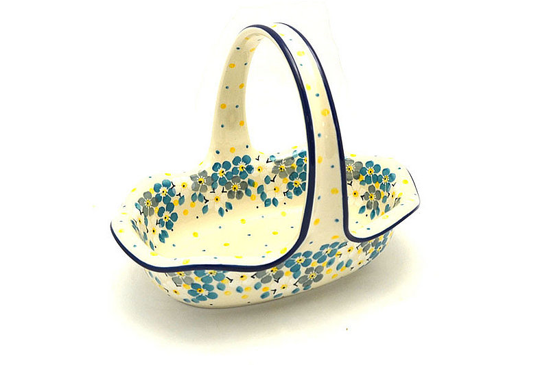Polish Pottery Basket -Small Oval - Shady Blooms