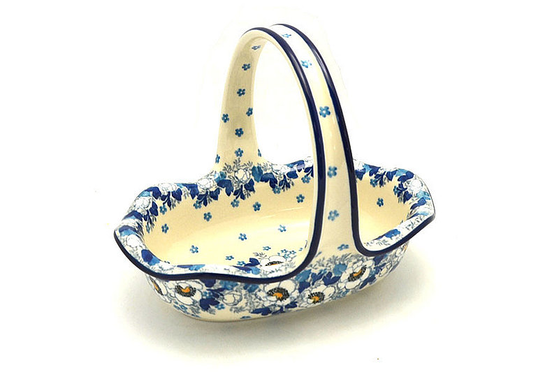 Ceramika Artystyczna Polish Pottery Basket -Small Oval - White Poppy A21-2222a (Ceramika Artystyczna)