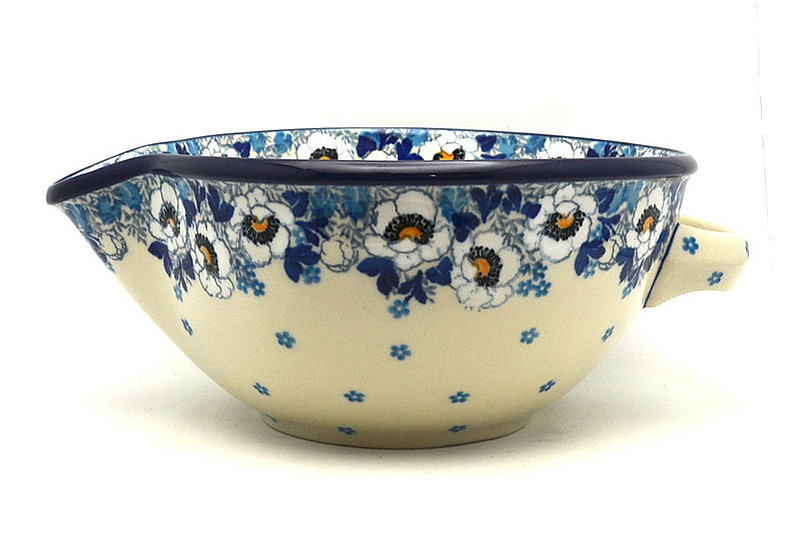 Ceramika Artystyczna Polish Pottery Batter Bowl - 1 quart - White Poppy 240-2222a (Ceramika Artystyczna)