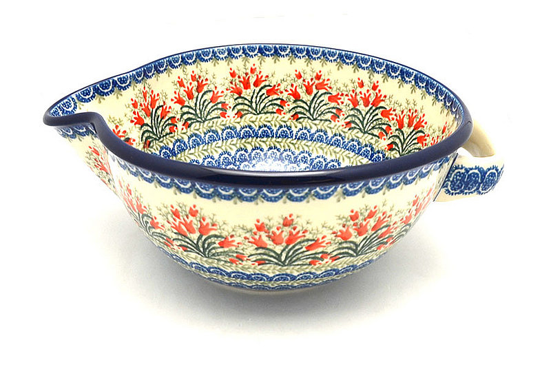 Ceramika Artystyczna Polish Pottery Batter Bowl - 2 quart - Crimson Bells 714-1437a (Ceramika Artystyczna)