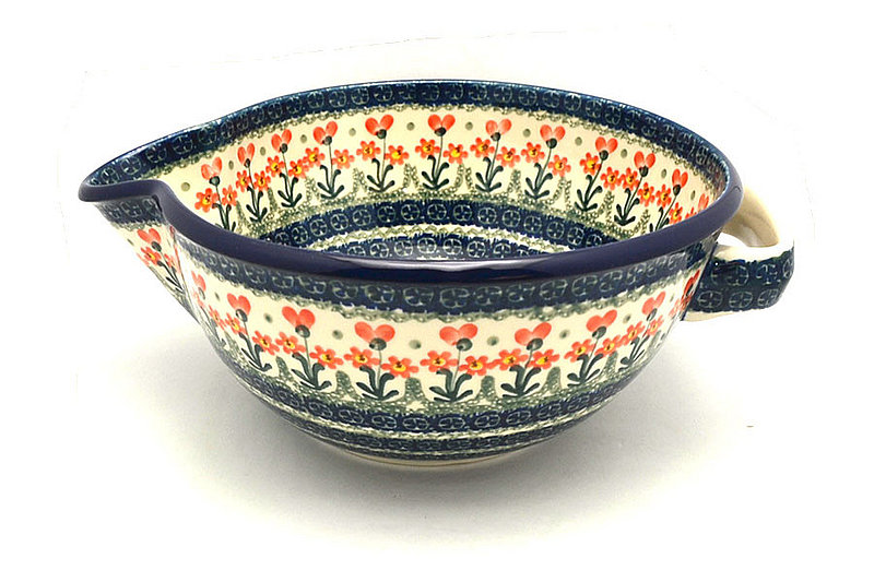 Ceramika Artystyczna Polish Pottery Batter Bowl - 2 quart - Peach Spring Daisy 714-560a (Ceramika Artystyczna)