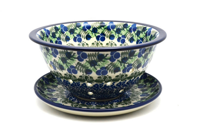 Ceramika Artystyczna Polish Pottery Berry Bowl with Saucer - Huckleberry 470-1413a (Ceramika Artystyczna)