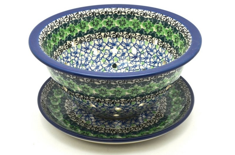 Ceramika Artystyczna Polish Pottery Berry Bowl with Saucer - Kiwi 470-1479a (Ceramika Artystyczna)