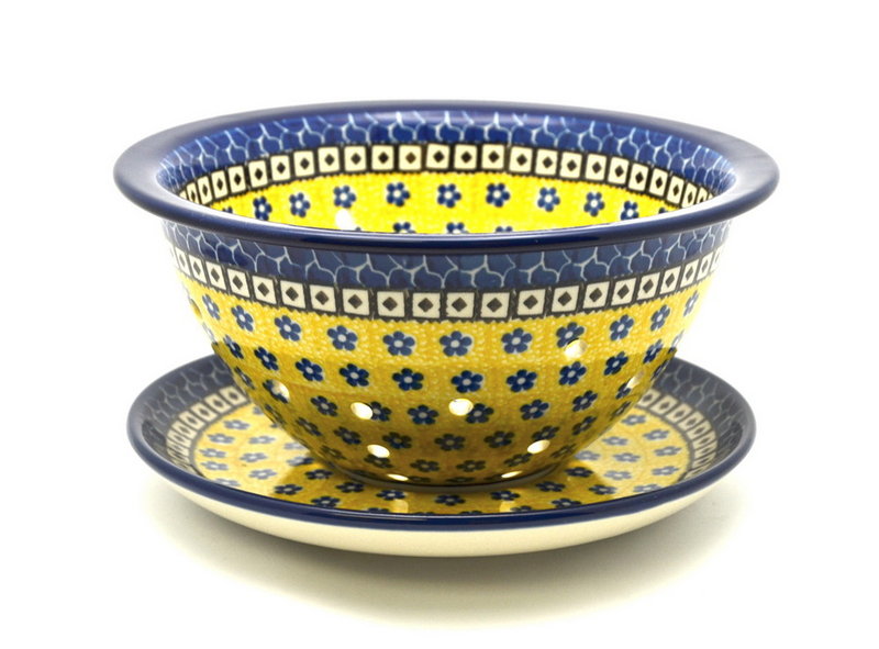 Ceramika Artystyczna Polish Pottery Berry Bowl with Saucer - Sunburst 470-859a (Ceramika Artystyczna)