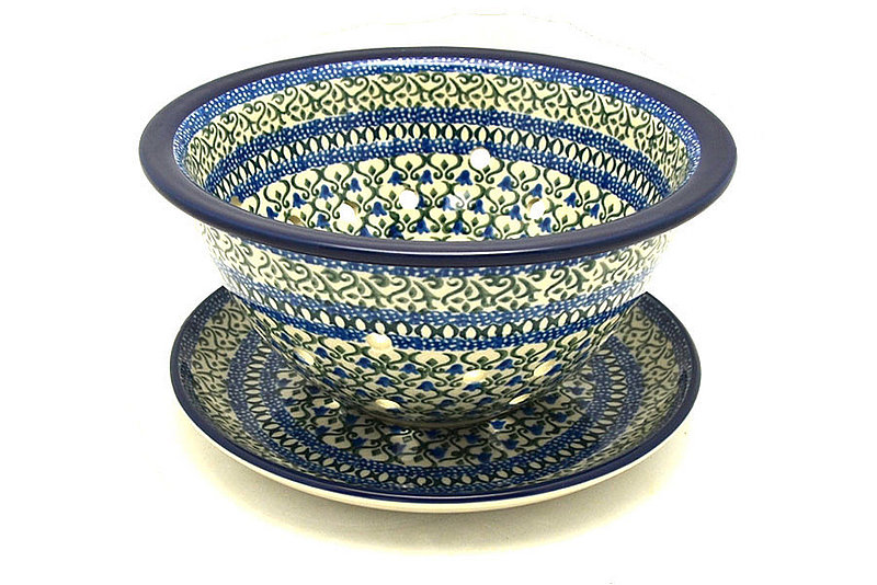 Ceramika Artystyczna Polish Pottery Berry Bowl with Saucer - Tulip Trellis 470-0585a (Ceramika Artystyczna)