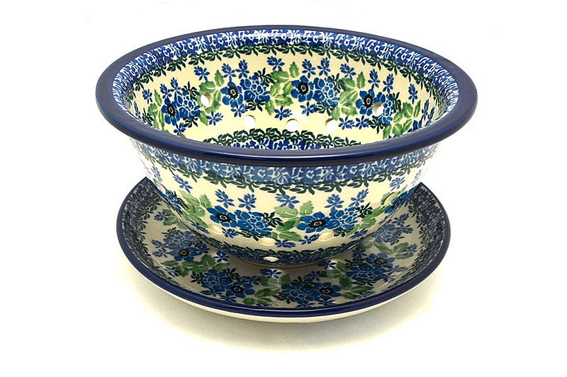 Ceramika Artystyczna Polish Pottery Berry Bowl with Saucer - Wild Indigo 470-1865a (Ceramika Artystyczna)