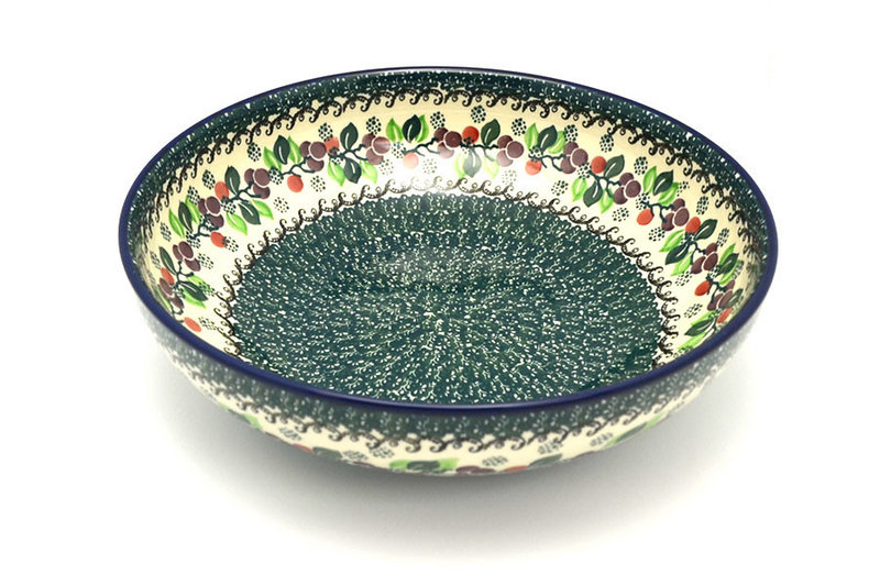 Ceramika Artystyczna Polish Pottery Bowl - Contemporary - Large (11") - Burgundy Berry Green C36-1415a (Ceramika Artystyczna)