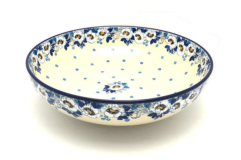 Ceramika Artystyczna Polish Pottery Bowl - Contemporary - Large (11") - White Poppy C36-2222a (Ceramika Artystyczna)