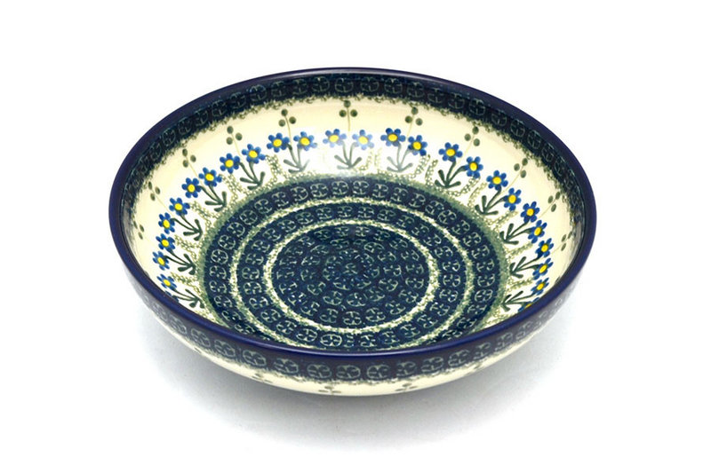 Polish Pottery Bowl - Contemporary - Medium (9") - Blue Spring Daisy
