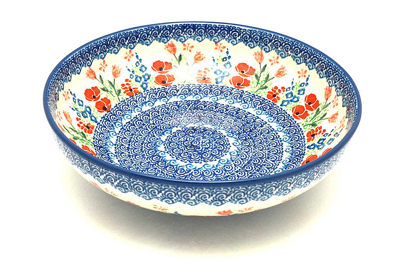 Ceramika Artystyczna Polish Pottery Bowl - Contemporary - Medium (9") - Whimsical Garden B91-3220a (Ceramika Artystyczna)